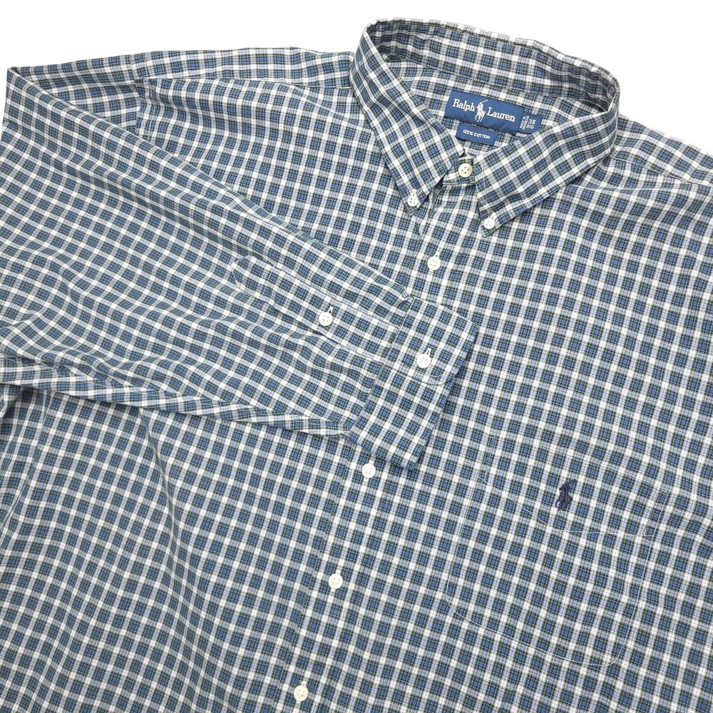 Ralph Lauren Shirt Mens Big 3X Multicolor Plaid Long Sleeve Button Down Cotton